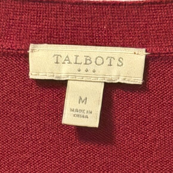 Talbots Long Open Front Burgundy Cardigan Sweater Sz Medium Soft long sweater - Picture 2 of 12